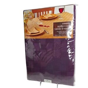 Purple Tablecloth 60 x 84 Oblong Spillproof  Tone on Tone Polyester Dining New